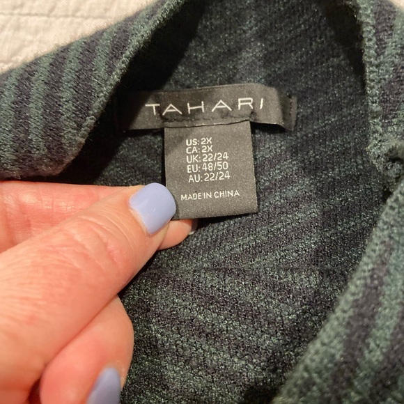 Tahari Textured Mock Neck Sweater – Green/Black – Size 2X - Picture 4 of 8